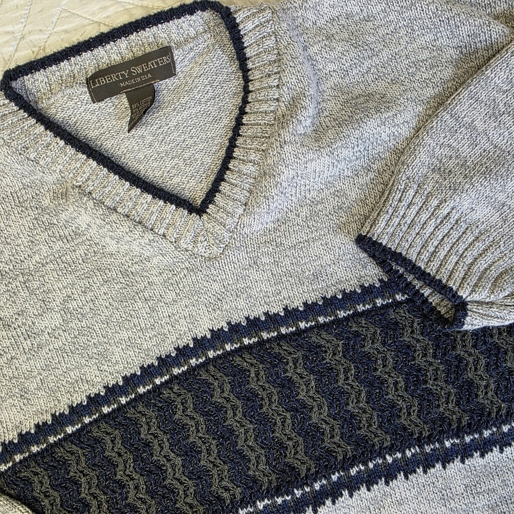 Liberty Sweaters Men's XL‎ Gray Pullover Knitted Sweater Grandpa Core Cabin Core